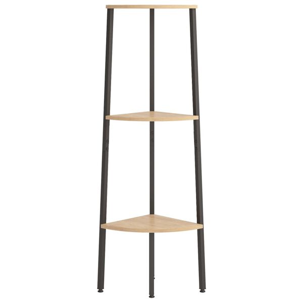 vidaXL Hoekkastje met 3 schappen 45,5x31,5x120 cm lichtbruin en zwart