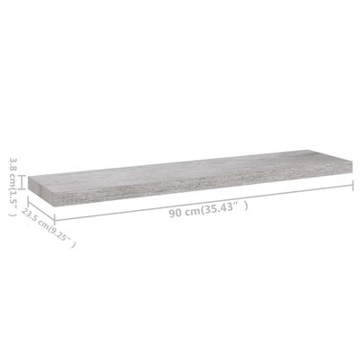 vidaXL Wandschappen zwevend 4 st 90x23,5x3,8 cm MDF betongrijs
