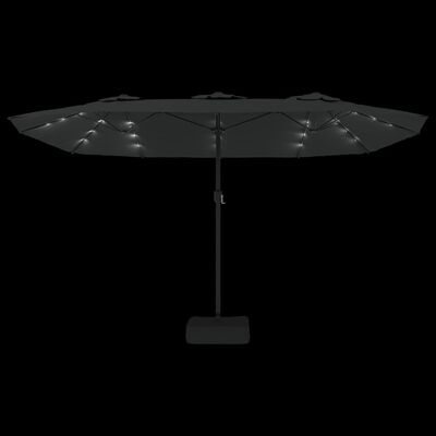 vidaXL Parasol dubbel dak met LED 449x245 cm zwart