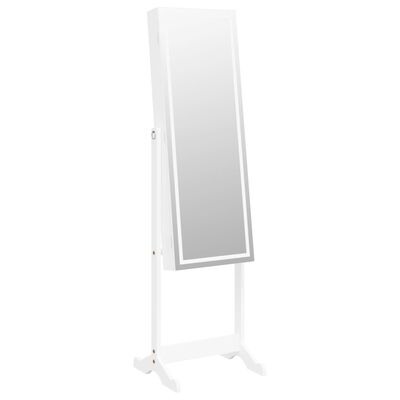 vidaXL Sieradenkast met spiegel met LED-verlichting vrijstaand wit