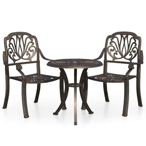 vidaXL 3-delige Bistroset gietaluminium bronskleurig