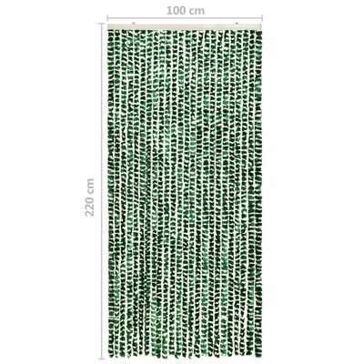vidaXL Vliegengordijn 100x220 cm chenille groen en wit