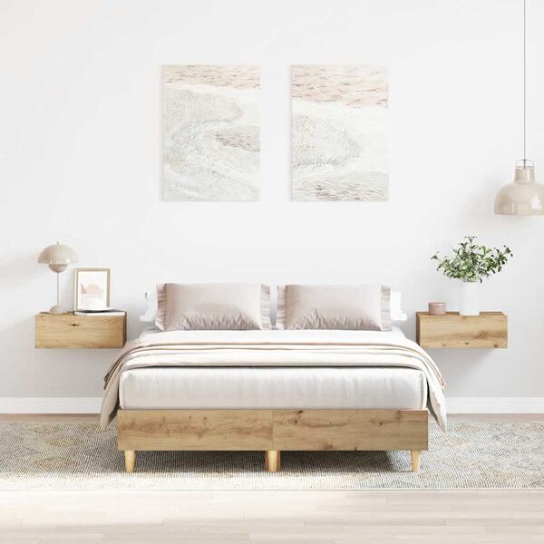 vidaXL Bedframe zonder matras spaanplaat artisanaal eikenkleurig