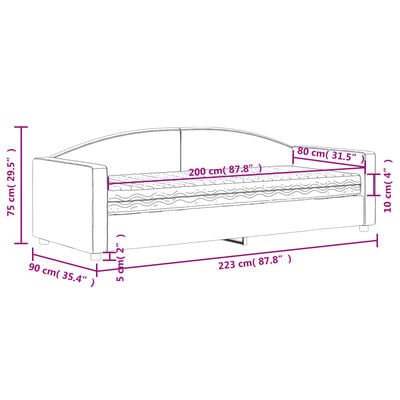 vidaXL Slaapbank met matras 80x200 cm stof zwart