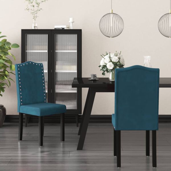 vidaXL Eetkamerstoelen 2 st fluweel blauw
