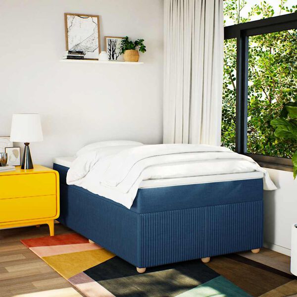 vidaXL Boxspring met matras stof blauw 120x190 cm