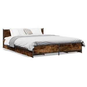 vidaXL Bedframe met lades bewerkt hout gerookt eikenkleurig 135x190 cm