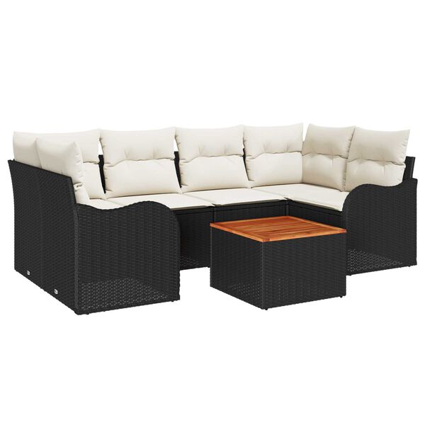 vidaXL Tuin Sofa Set 7 pcs Zwart en wit