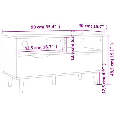 vidaXL Tv-meubel 90x40x48,5 cm bewerkt hout betongrijs
