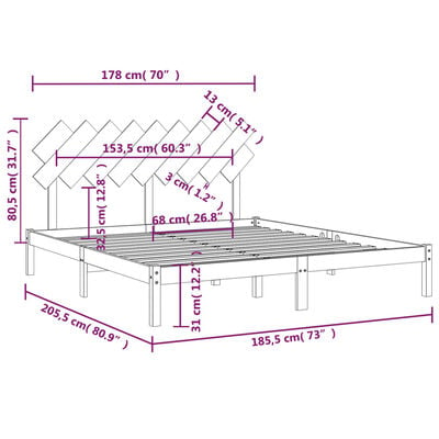 vidaXL Bedframe massief hout 180x200 cm