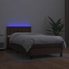 vidaXL Boxspring met matras en LED kunstleer bruin 80x200 cm