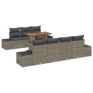 vidaXL Tuin Sofa Set met opslag 8 pcs Grijs Poly riet