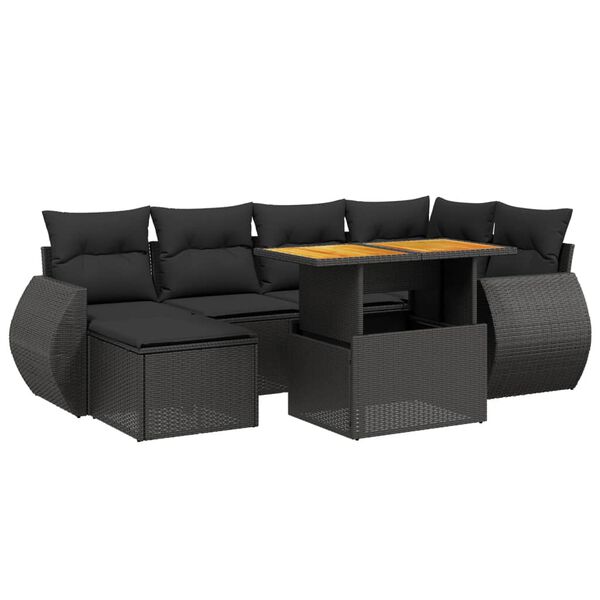 vidaXL 7-delige Loungeset met kussens poly rattan grijs