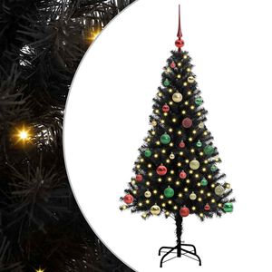 vidaXL Kerstboom met 150 LED met standaard Zwart 150 cm PVC