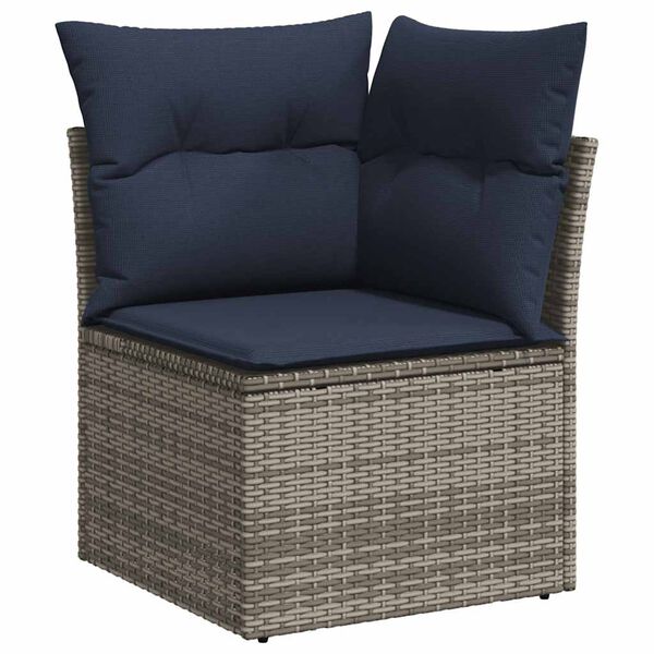 vidaXL 6-delige Loungeset met kussens poly rattan grijs
