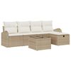 vidaXL Bankstel met kussen met opslag Beige en Cr&egrave;me poly rattan