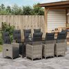 vidaXL Tuin Eetset met kussen 9 pcs Grijs Poly riet