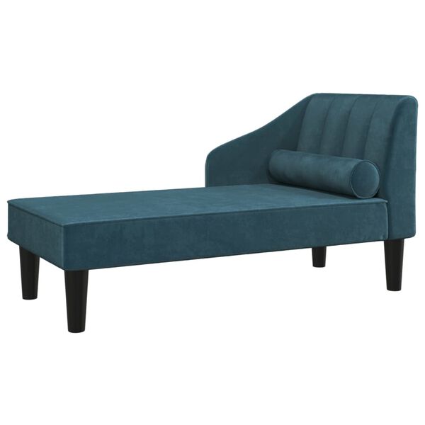 vidaXL Chaise longue met bolster fluweel blauw