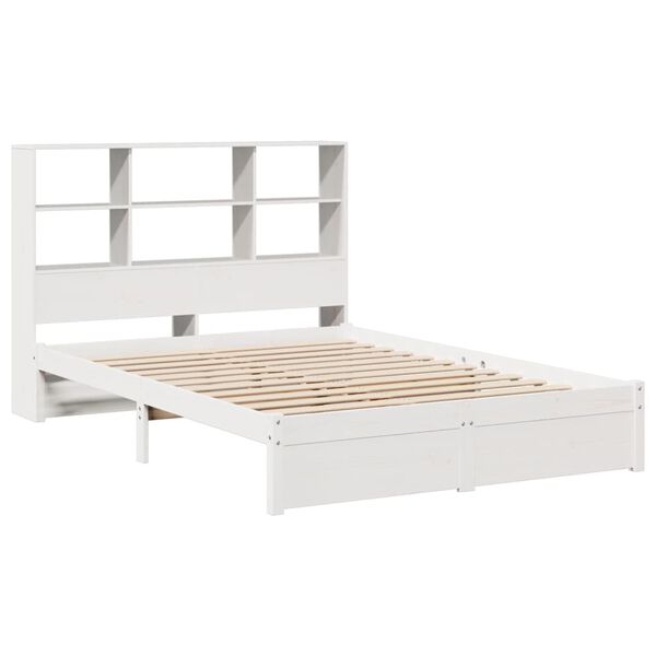 vidaXL Bed met boekenkast zonder matras grenenhout wit 160x200 cm