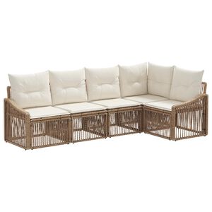 vidaXL Tuinbankenset 5 st Beige poly rattan