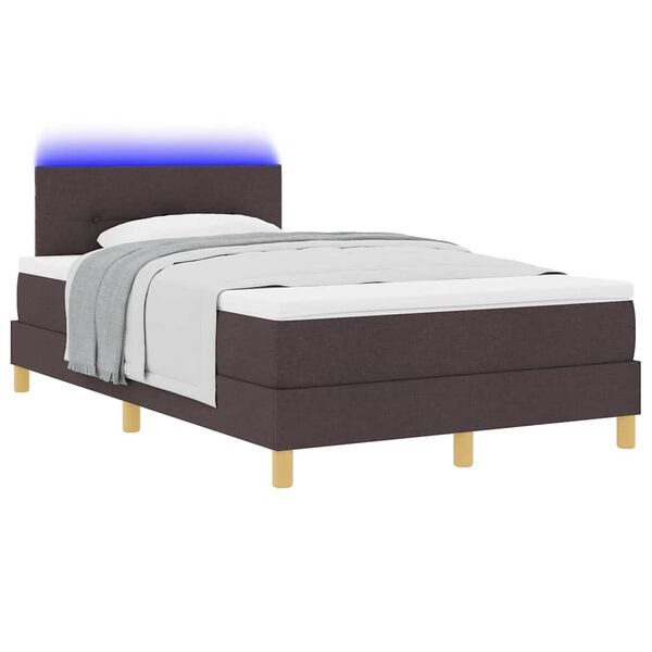 vidaXL LED Box Spring Bed met matras Donkerbruin 120 x 200 cm Stof