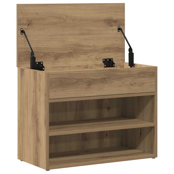 vidaXL Schoenenbankje 60x30x45 cm bewerkt hout artisanaal eikenkleur