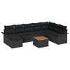 vidaXL Tuinbankenset met kussen met opslag 9 pcs Zwart Poly riet