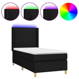 vidaXL Boxspring met matras en LED stof zwart 80x200 cm