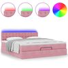 vidaXL Bed poef met matras en LED's 180x200 cm fluweel roze