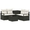 vidaXL Bankstel 6 st Zwart en Cream Wit Poly Rattan en Staal