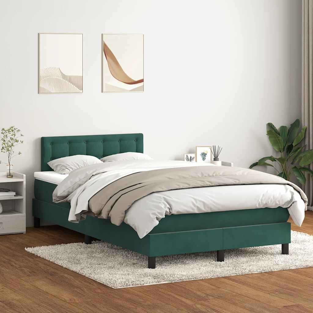 vidaXL Boxspring met matras fluweel donkergroen 120x220 cm
