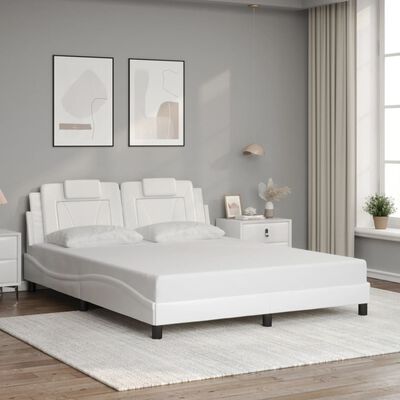 vidaXL Bedframe met hoofdbord kunstleer wit 160x200 cm