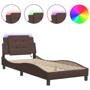 vidaXL Bedframe met LED zonder matras "Zadar" bruin 80x200 cm