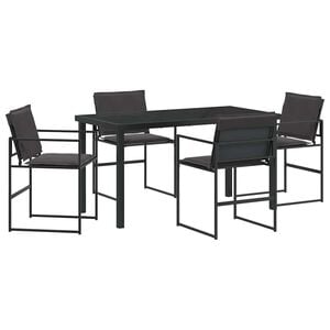 vidaXL Tuin eettafelset 5 pcs Zwart 140 x 70 x 73 cm