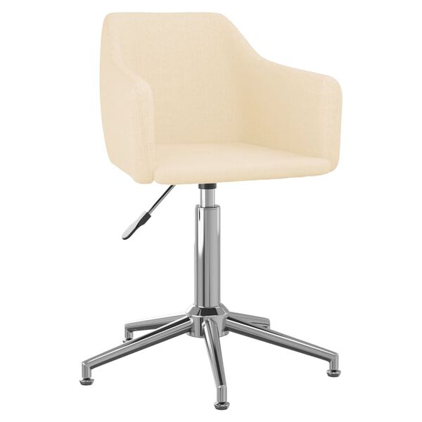 vidaXL Eetkamerstoel draaibaar stof cr&egrave;mekleurig