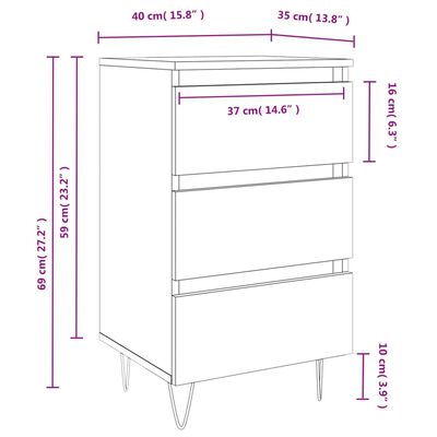 vidaXL Nachtkastjes 2 st 40x35x69 cm bewerkt hout grijs sonoma eiken