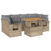 vidaXL 7-delige Loungeset met kussens poly rattan beige
