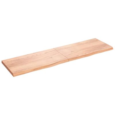 vidaXL Wastafelblad 220x60x(2-6) cm behandeld massief hout lichtbruin