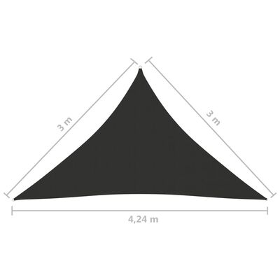 vidaXL Zonnescherm driehoekig 3x3x4,24 m oxford stof antracietkleurig