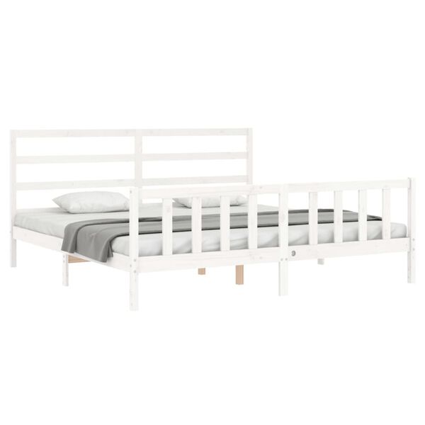 vidaXL Bedframe zonder matras massief grenenhout wit 200x200 cm