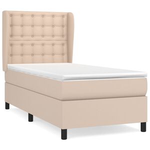 vidaXL Boxspring met matras kunstleer cappuccinokleurig 90x200 cm