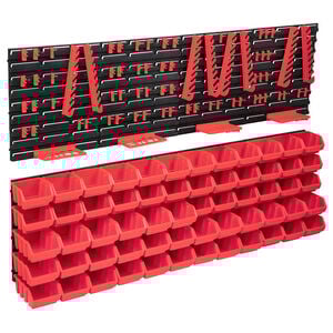 vidaXL 136 -delige Opslagbakkenset met wandpanelen rood en zwart