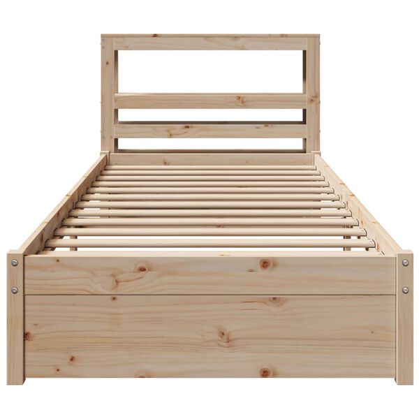 vidaXL Bedframe met hoofdbord massief grenenhout 90x190 cm