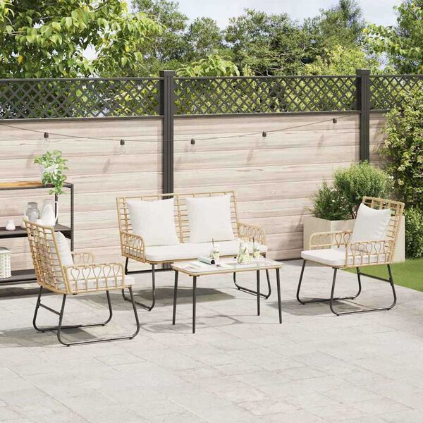 vidaXL Tuinmeubelset met kussen 4 pcs Zwart en Anthraciet poly rattan