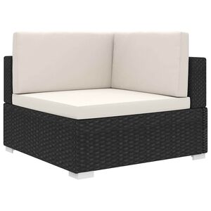 vidaXL Hoekbank 1 st met kussens poly rattan zwart