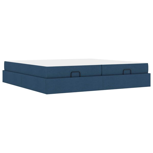 vidaXL Bedframe met matras met matras 2 pcs Blauw Stof