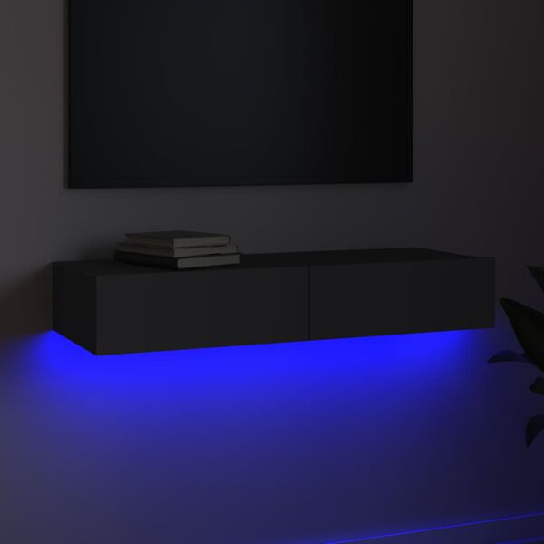 vidaXL Tv-meubel met LED-verlichting 90x35x15,5 cm grijs