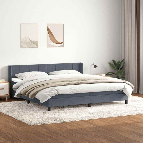 vidaXL Boxspring met matras fluweel donkergrijs 200x210 cm