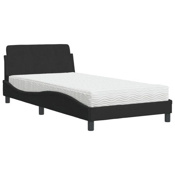 vidaXL Bed met matras "Dover" fluweel zwart 100x200 cm