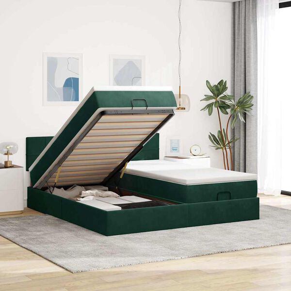 vidaXL Ottoman bed met matrassen en LED's 180x200cm fluweel